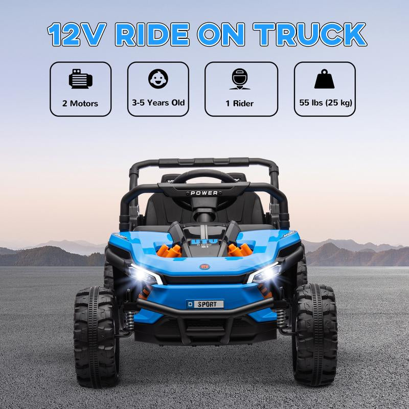 Qaba 12/24V Kids UTV, Battery Powered Ride on Truck, 1/2 Seater Off-Road Electric Car with Remote Control, Suspension System, LED Lights, MP3/USB Music, Slow Start, Toy Vehicle for Boys and Girls