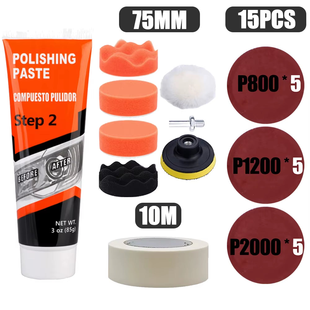 Car Headlight Restoration Polishing Kits Chemical Brightener Headlamp Repair Light Lens Polisher Cleaning Paste Refurbish Tool