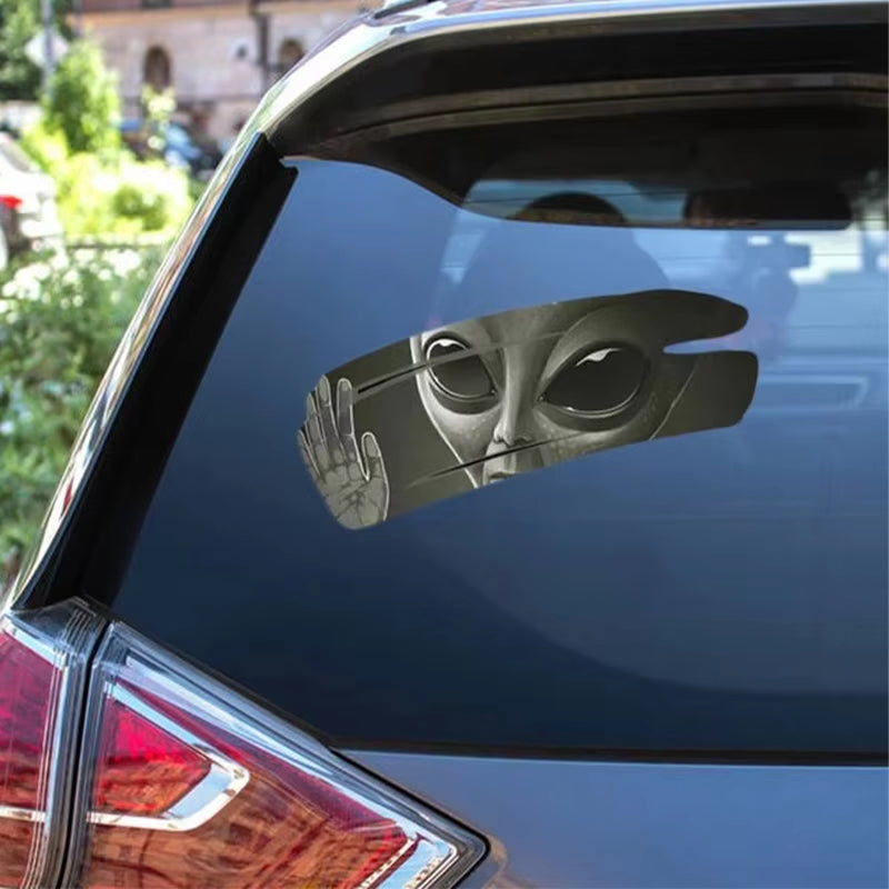 3D Alien Cracked Car Stickers Cool Self-Adhesive PVC Vinyl Car Racing Decals Cover Scratches Decorative Stickers for Car Windows