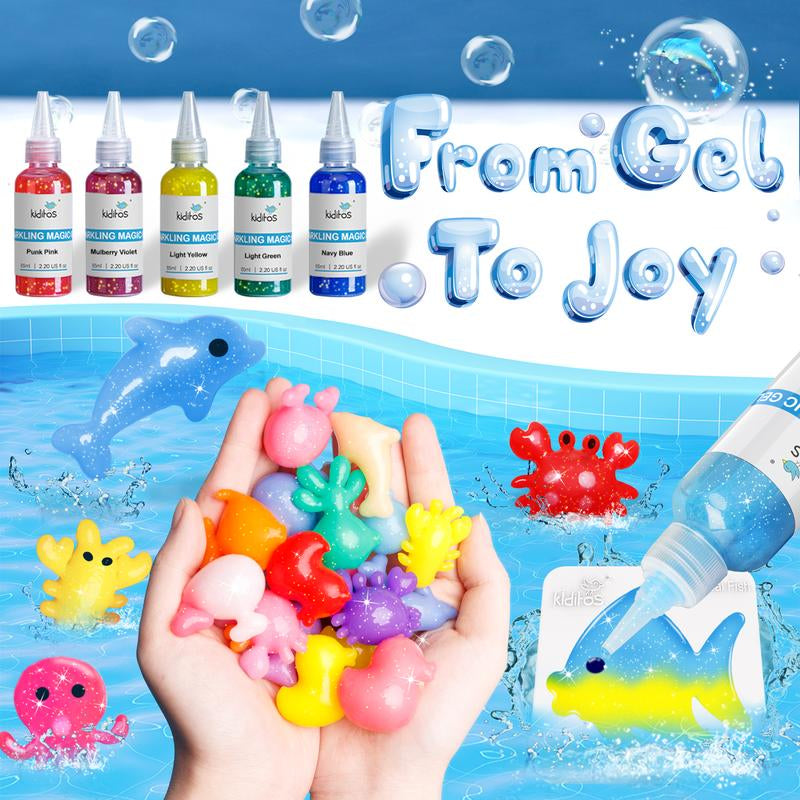 Magic Water Elf Toy Kit, Aqua Fairy Water Gel Set with 25 Magic Gels and 20 Animal Molds – Perfect for Imaginative Play, Christmas Gifts, Birthday Gifts, Party Favors, and Family-Friendly DIY STEM Projects (25 Colors)