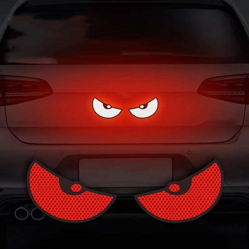 2Pcs/Set Reflective Car Stickers - Improve Your Vehicle'S Visibility and Safety with Devil Eye Stickers!