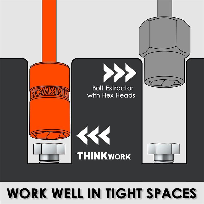 THINKWORK Bolt Extractor Set, 38 Counts Impact Bolt & Nut Remover Set, Stripped Lug Nut Remover for Removing Damaged, Frozen, Rusted Universal Impact