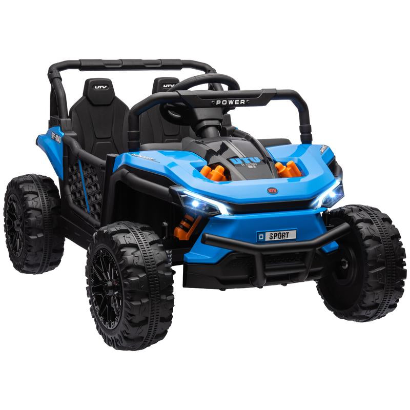 Qaba 12/24V Kids UTV, Battery Powered Ride on Truck, 1/2 Seater Off-Road Electric Car with Remote Control, Suspension System, LED Lights, MP3/USB Music, Slow Start, Toy Vehicle for Boys and Girls