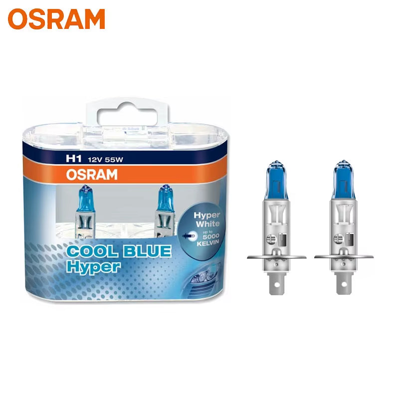 H7 H4 H1 H11 HB3 9005 HB4 9006 Halogen Headlight Car Light Hi/Lo Beam 5300K 12V 55W Cool Blue Hyper White Bulb(2 Pieces)