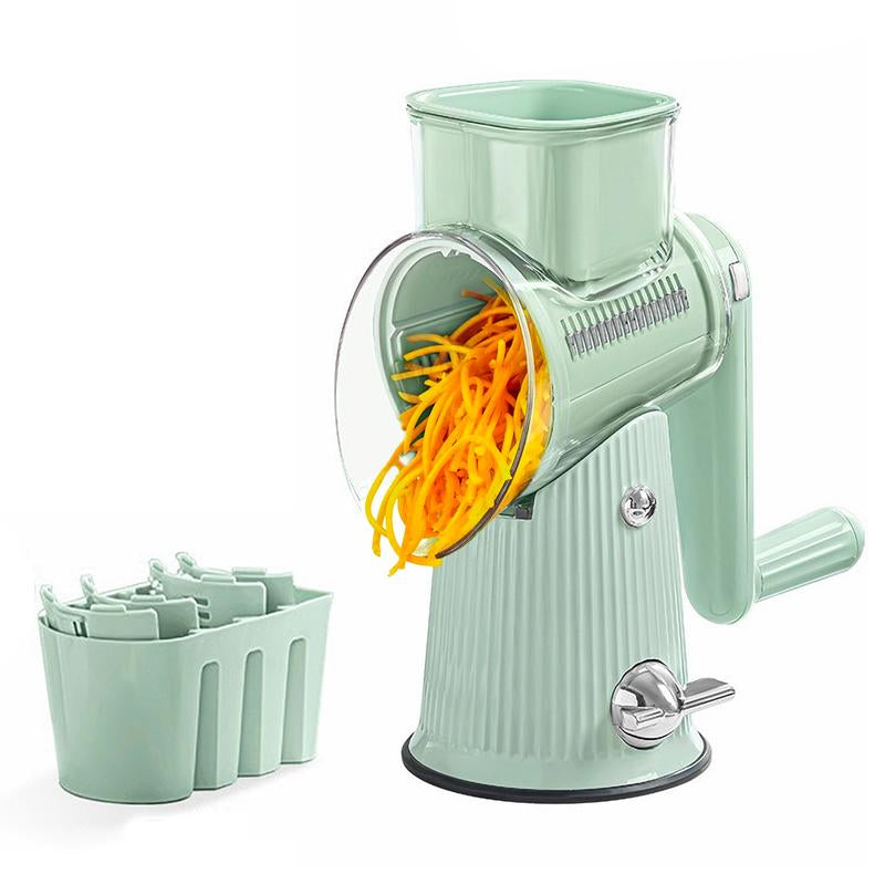 Rotary Cheese Grater – Slicer with Strong Suction Base, Vegetable Slicer Nuts Grinder Cheese Shredder,Easy to Clean Grater for Fruit,Vegetables,Nuts (Green),