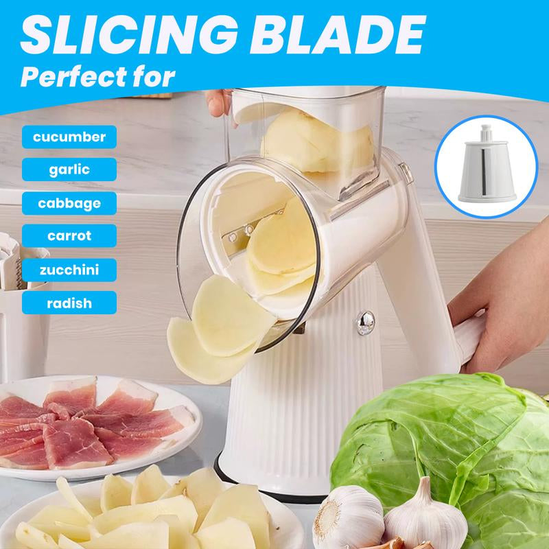 Rotary Cheese Grater – Slicer with Strong Suction Base, Vegetable Slicer Nuts Grinder Cheese Shredder,Easy to Clean Grater for Fruit,Vegetables,Nuts (Green),