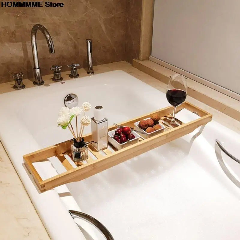 1PC Bamboo Extension Antiskid Bathroom Multi Function Bathtub Shelf Toilet Spa Bath Shelf Bathtub Tray Bathtub Accessories