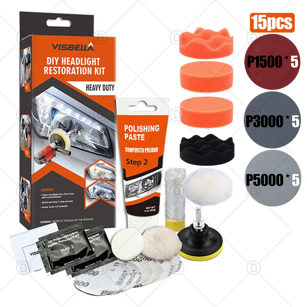 Car Headlight Restoration Polishing Kits Chemical Brightener Headlamp Repair Light Lens Polisher Cleaning Paste Refurbish Tool