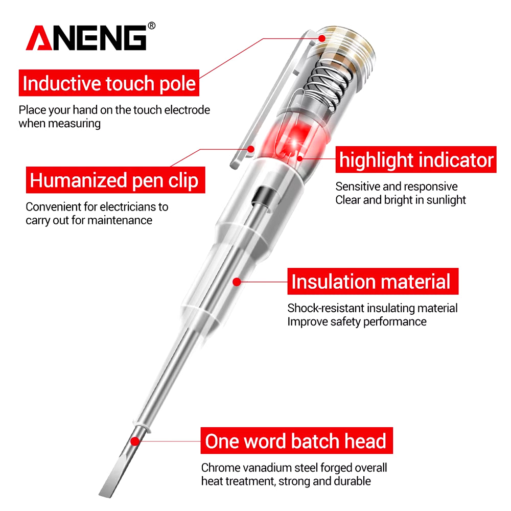 B09 Electrical Test Pen One Word Bit Screwdriver Non-Contact Induction Intelligent Voltage Indicator Light Tester Pen Tool