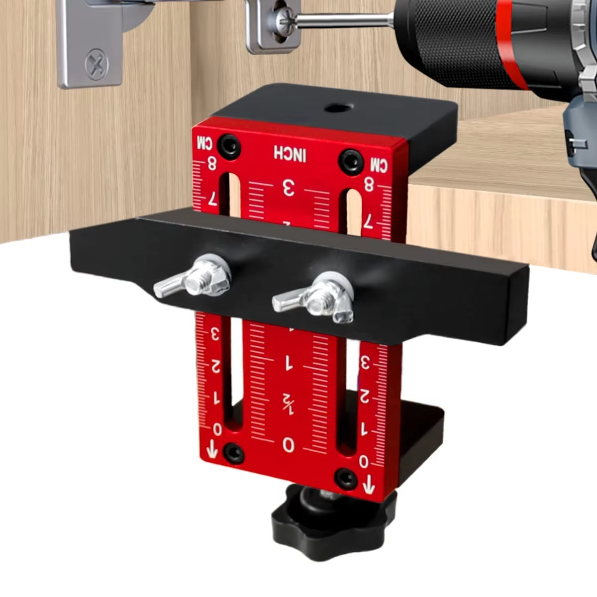 Aluminum Cabinet Door Positioning Jig, Precision Measurement Drilling Tool,Manual Tool Kit for Home Renovation,No Power Required