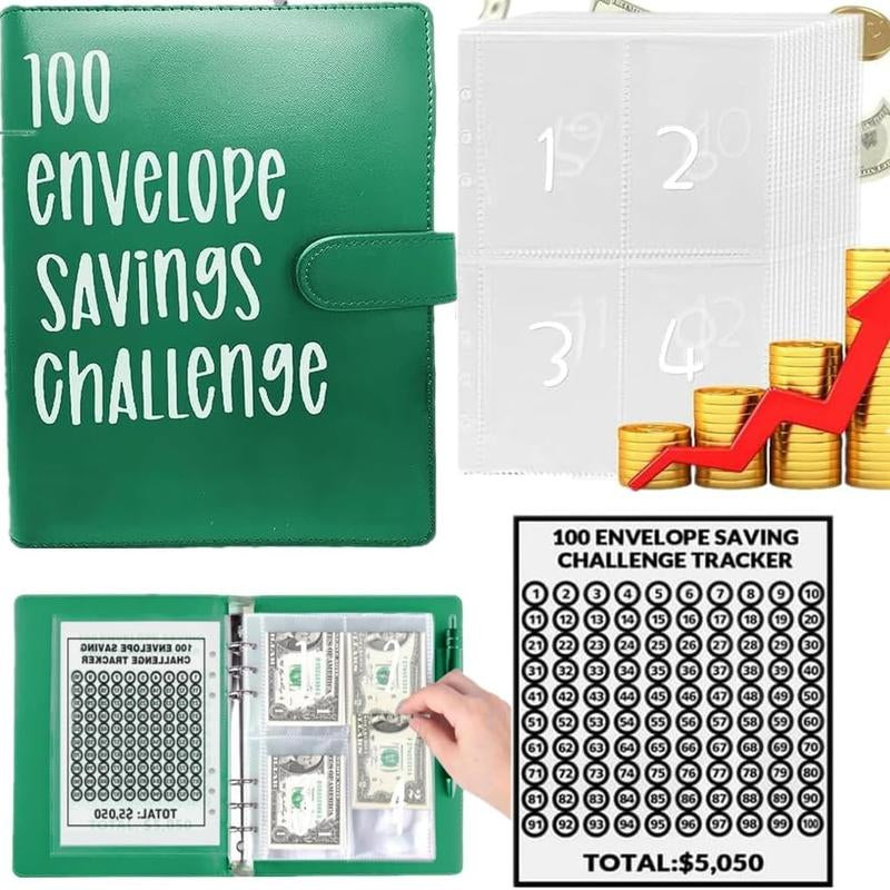 【CLOUDSEA】100 Envelopes Money Saving Challenge Money Saving Binder 100 Envelope Challenge Binder Savings Binder Envelope A5 Savings Challenge Book