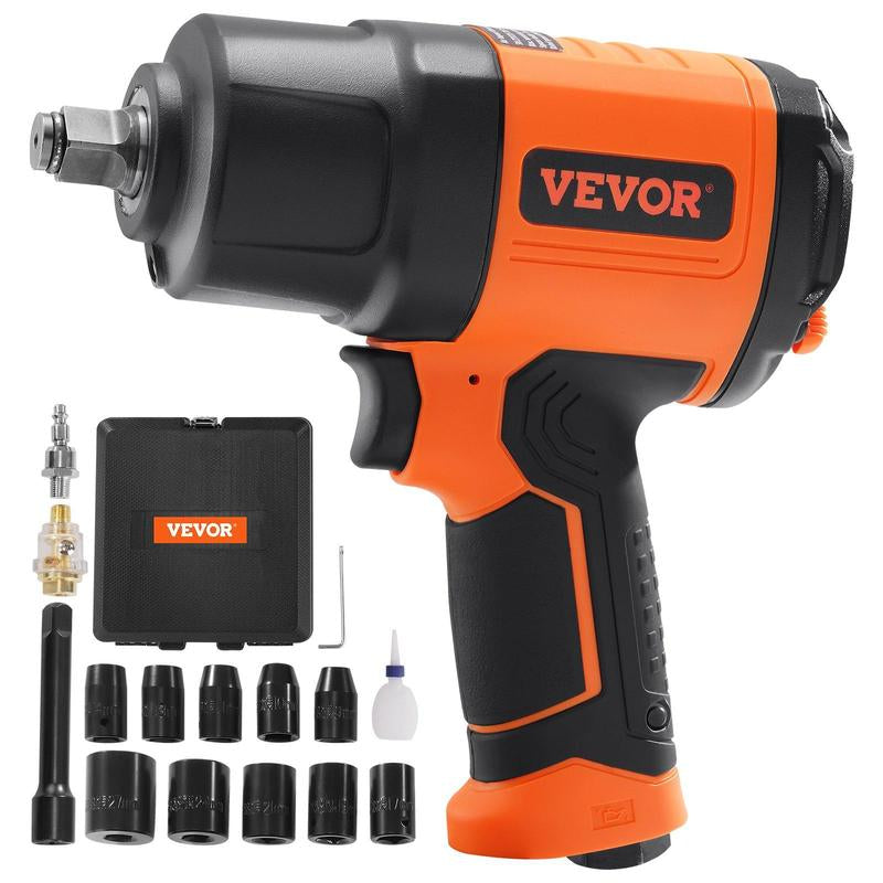 VEVOR 1 Inch Air Impact Wrench, up to 2730 Ft-Lbs Reverse Torque Output 1" Pneumatic Impact Gun Lightweight W/ 2 Handles for Heavy Duty Repairs and Maintenance