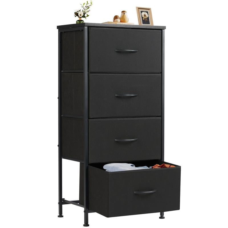 Sweet Furniture S - Dresser for Bedroom, Storage Drawers, Skinny Fabric Storage Tower with 4 Drawers