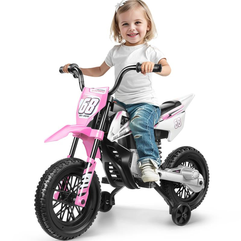 Hikole 12V Battery-Powered Ride-On Dirt Bike for Kids, Spring Shock Absorption Perfect Christmas Gift for Boys and Girls