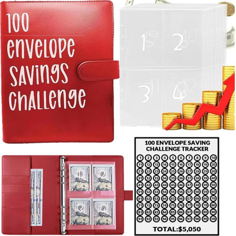 【CLOUDSEA】100 Envelopes Money Saving Challenge Money Saving Binder 100 Envelope Challenge Binder Savings Binder Envelope A5 Savings Challenge Book