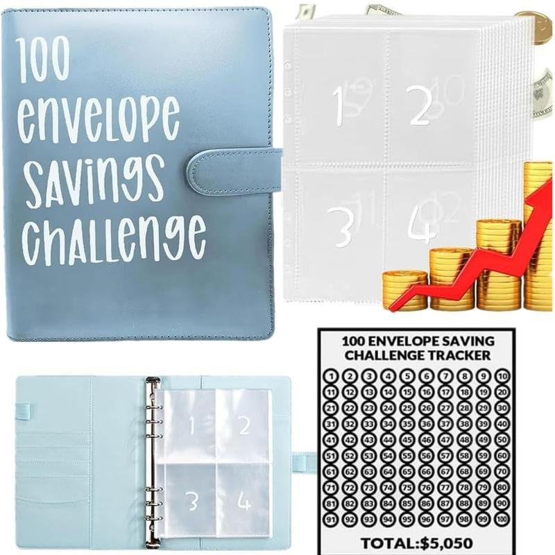 【CLOUDSEA】100 Envelopes Money Saving Challenge Money Saving Binder 100 Envelope Challenge Binder Savings Binder Envelope A5 Savings Challenge Book