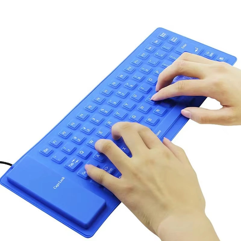 Silicone Mute Soft Keyboard 85-Key Computer Keyboard USB Wired Keyboard Portable Mini Laptop Pc Folding Waterproof Keyboard