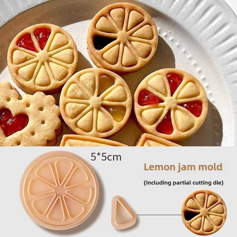 Jam Sandwich Cookie Cutter Biscuit Mold 3D Christmas Plastic Pressable Fondant Cookie Stamp New Year Cake Decor Baking Supplies