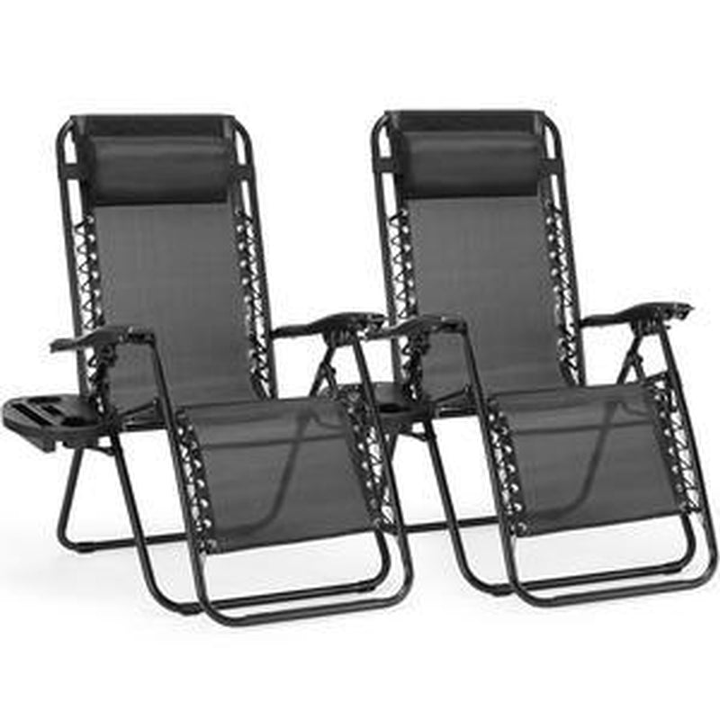 [DEAL] Set of 2 Zero Gravity Chairs with Cup Holder Trays, Portable Recliner Beach Camping Patio Outdoor Folding Lounge Chairs for Poolside, Backyard