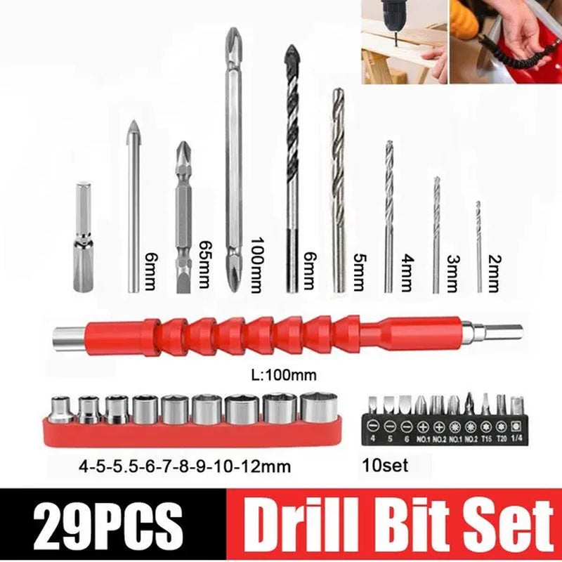 25+3Torque Cordless Drill Set Variable Speed Electric Compact Hammer Drill Screw Driver Flat Drill with Battery and Drill Bits Power Tool Kit for Home DIY