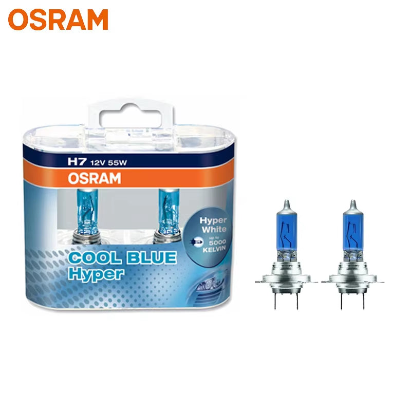 H7 H4 H1 H11 HB3 9005 HB4 9006 Halogen Headlight Car Light Hi/Lo Beam 5300K 12V 55W Cool Blue Hyper White Bulb(2 Pieces)