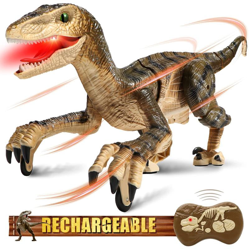 Remote Control Dinosaur Toys for Kids, Electronic RC Dinosaur Walking Robot Toy with Light & Realistic Roaring Sound Velociraptor