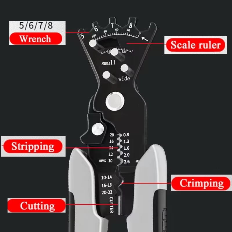 Multifunctional Bending Pliers Wire Stripper for Electrician Line Cutting Pressing 100° Angle Adjustable Insulation Hand Tools