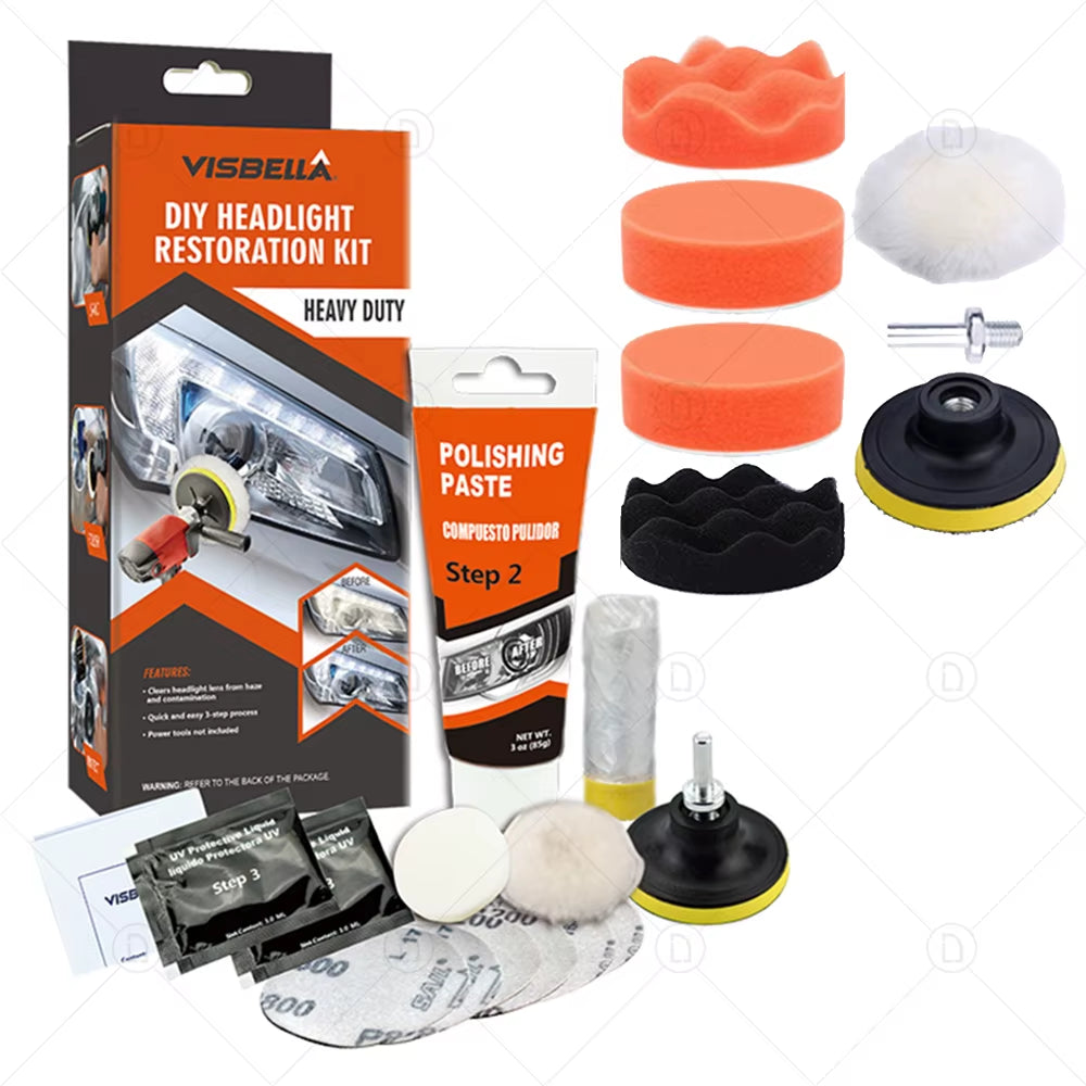 Car Headlight Restoration Polishing Kits Chemical Brightener Headlamp Repair Light Lens Polisher Cleaning Paste Refurbish Tool