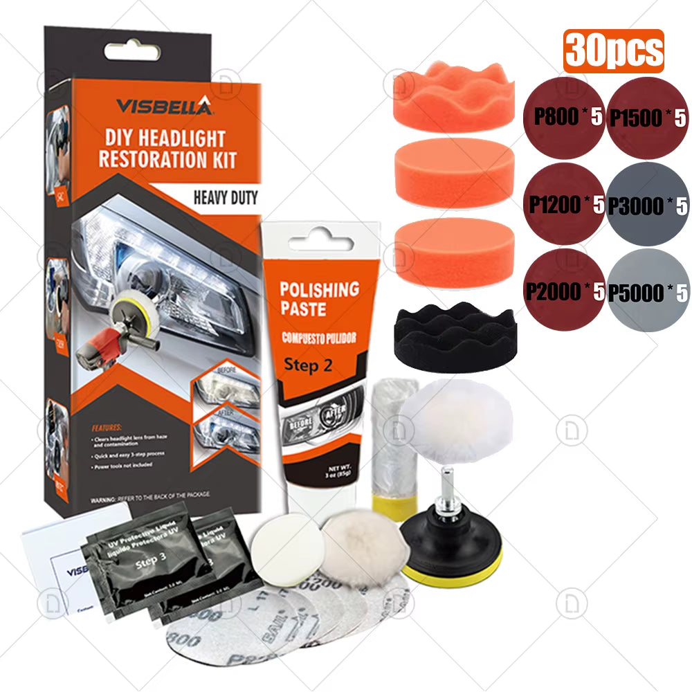 Car Headlight Restoration Polishing Kits Chemical Brightener Headlamp Repair Light Lens Polisher Cleaning Paste Refurbish Tool