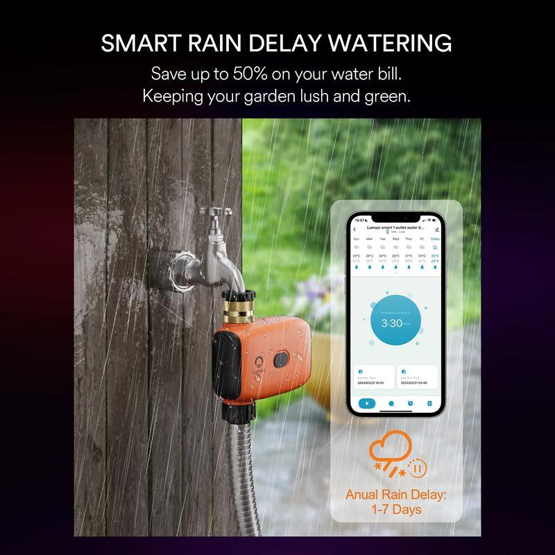 Lumary Smart Wi-Fi Watering Timer for Gardening with Brass Inlet(Gateway Included)