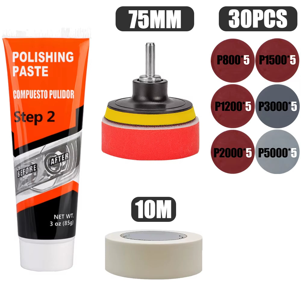 Car Headlight Restoration Polishing Kits Chemical Brightener Headlamp Repair Light Lens Polisher Cleaning Paste Refurbish Tool