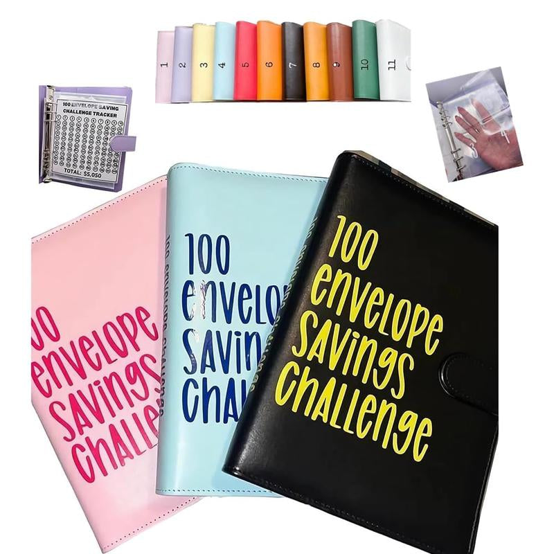 【CLOUDSEA】100 Envelopes Money Saving Challenge Money Saving Binder 100 Envelope Challenge Binder Savings Binder Envelope A5 Savings Challenge Book