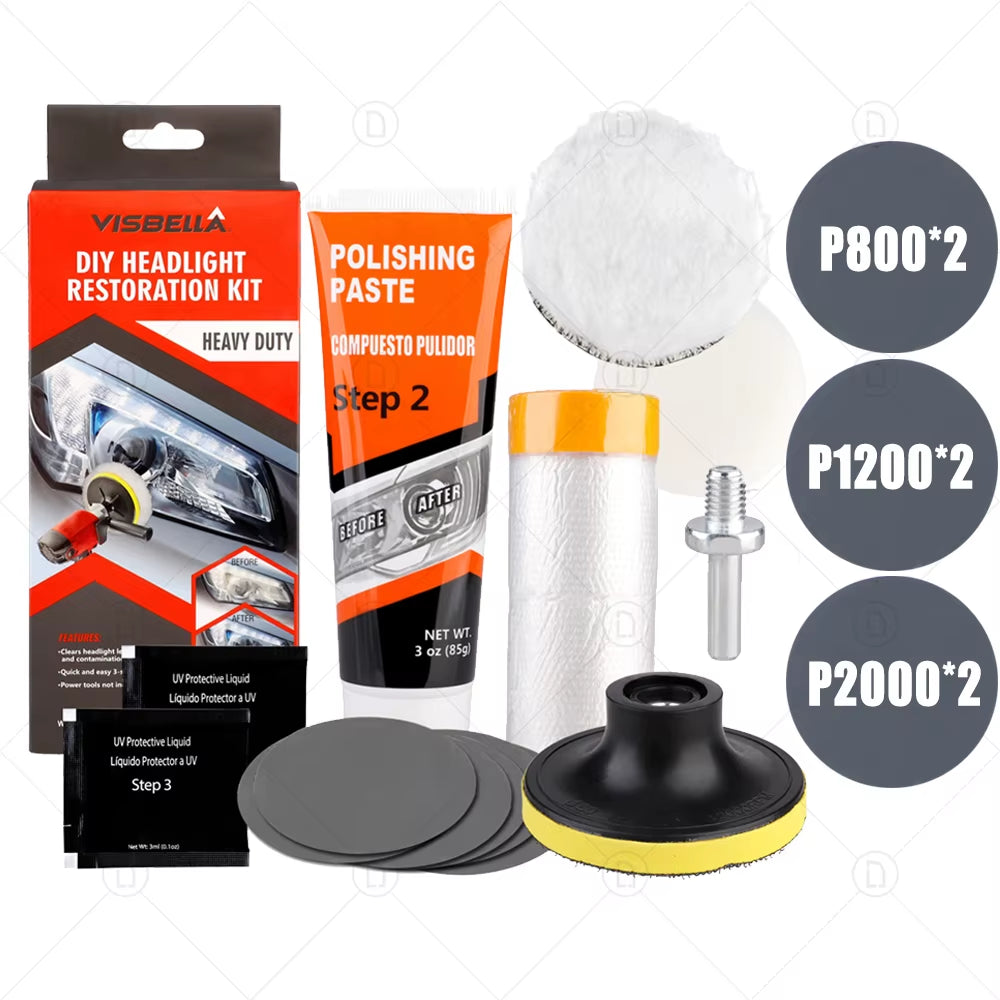 Car Headlight Restoration Polishing Kits Chemical Brightener Headlamp Repair Light Lens Polisher Cleaning Paste Refurbish Tool