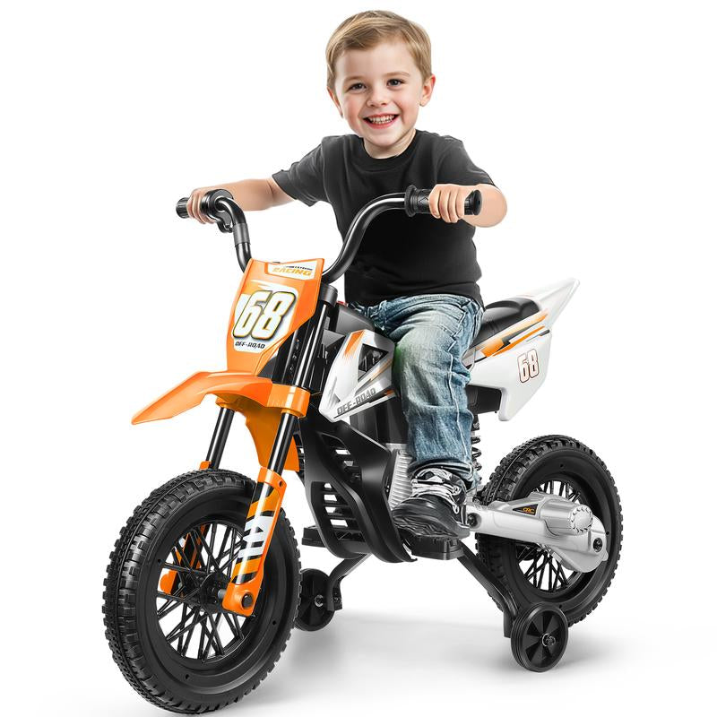 Hikole 12V Battery-Powered Ride-On Dirt Bike for Kids, Spring Shock Absorption Perfect Christmas Gift for Boys and Girls