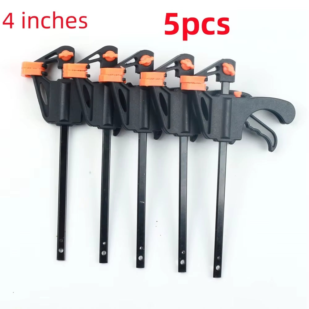 4 Inch 5Pcs Wood Working Bar F Clamp Grip Ratchet Release DIY Hand