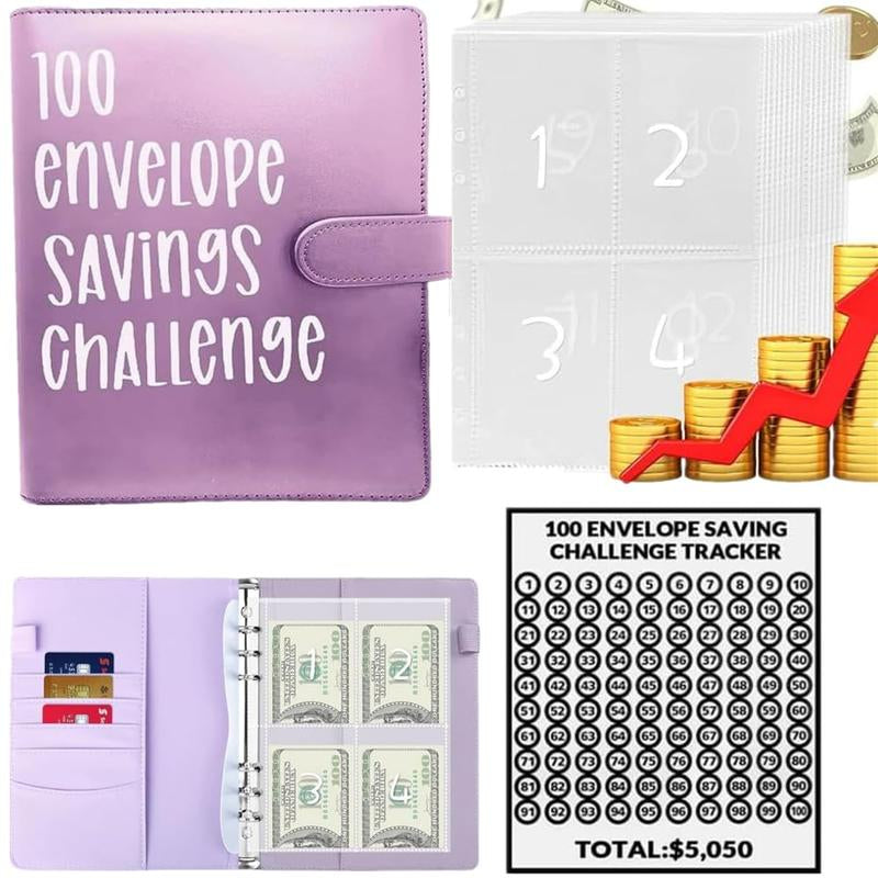 【CLOUDSEA】100 Envelopes Money Saving Challenge Money Saving Binder 100 Envelope Challenge Binder Savings Binder Envelope A5 Savings Challenge Book