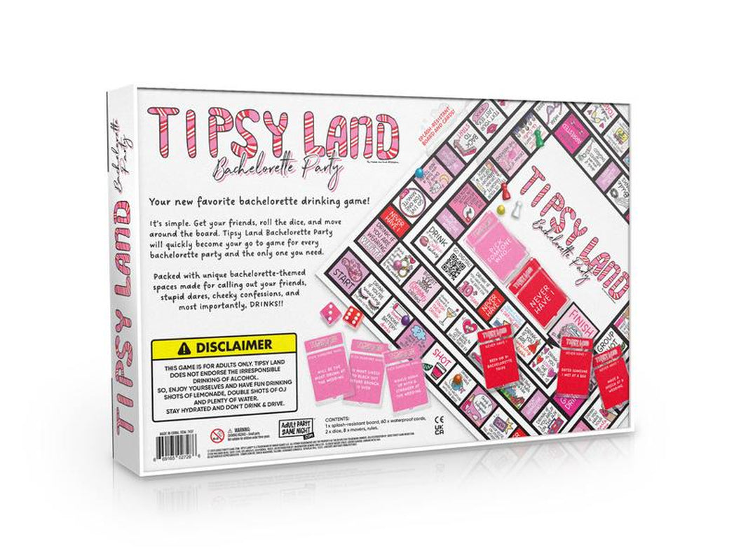 Tipsy Land Bachelorette Party Board Game - Fun Adult Drinking Game – Perfect for Girl'S Night, Bachelorette Party - Created by Two Women from Texas