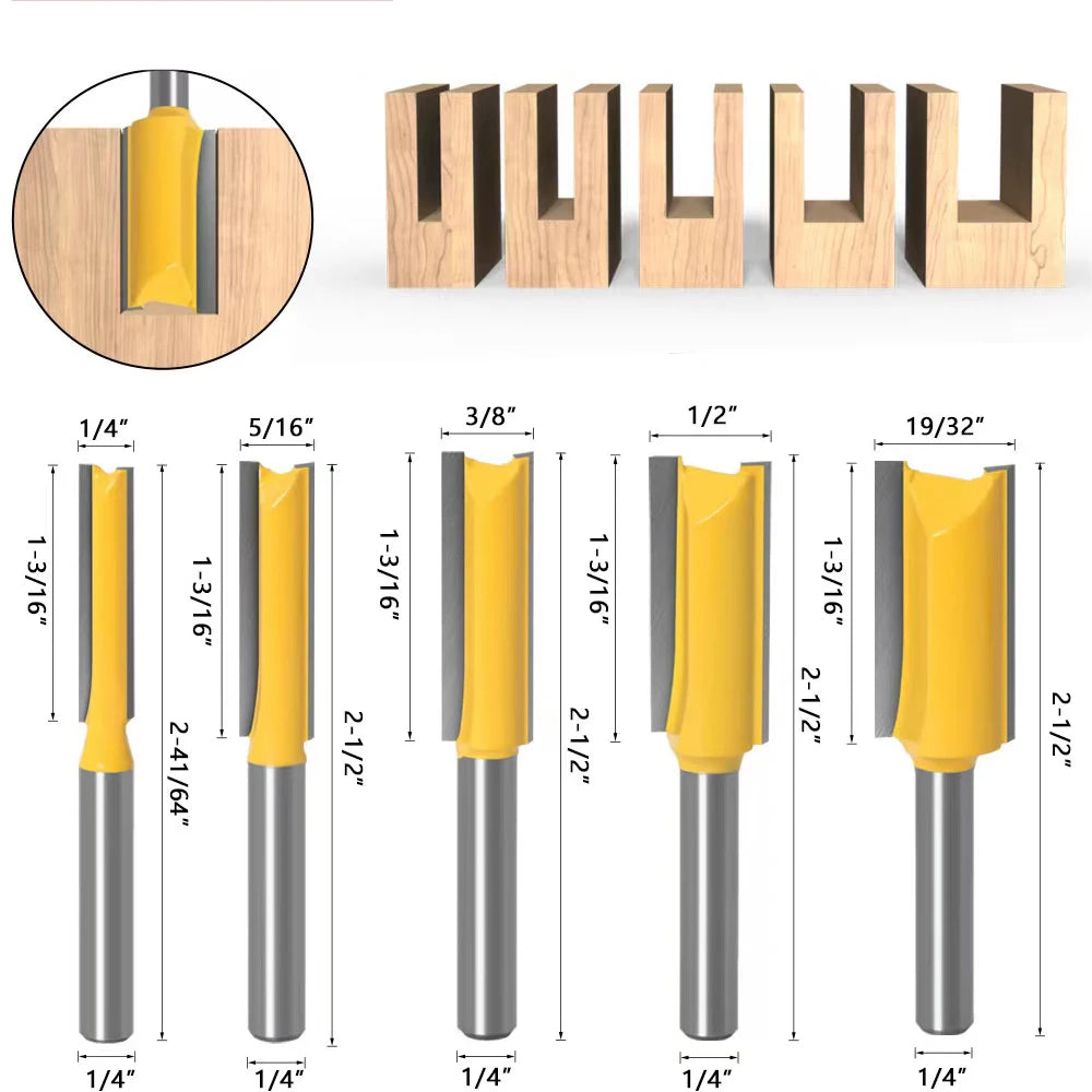 6 8 12MM 1/4′′ 1/2′′ SHANK Flush Trim Router Bit with 4 Blade Woodworking Milling Cutter for Wood BIT Router Bit Set Fresa New