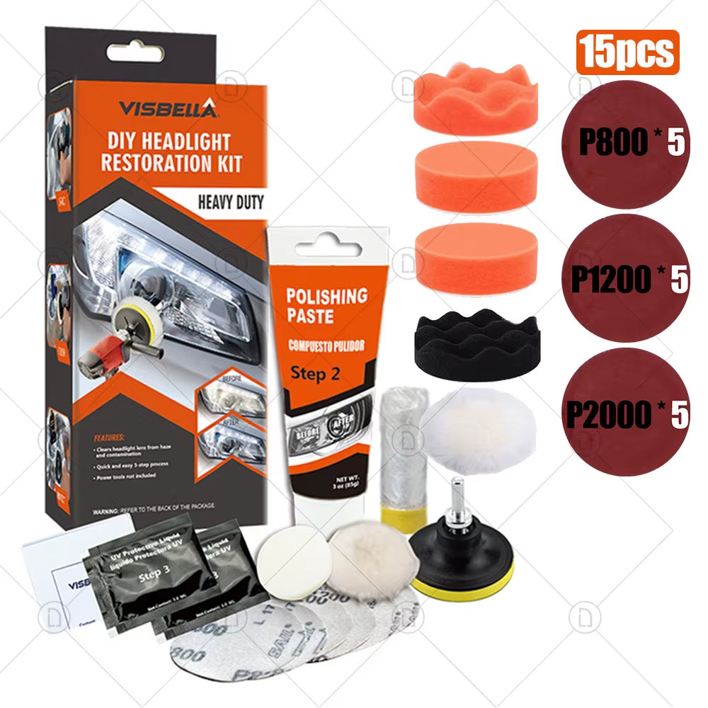 Car Headlight Restoration Polishing Kits Chemical Brightener Headlamp Repair Light Lens Polisher Cleaning Paste Refurbish Tool