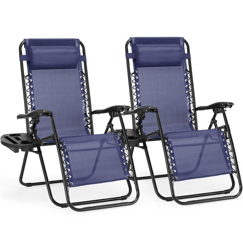 [DEAL] Set of 2 Zero Gravity Chairs with Cup Holder Trays, Portable Recliner Beach Camping Patio Outdoor Folding Lounge Chairs for Poolside, Backyard