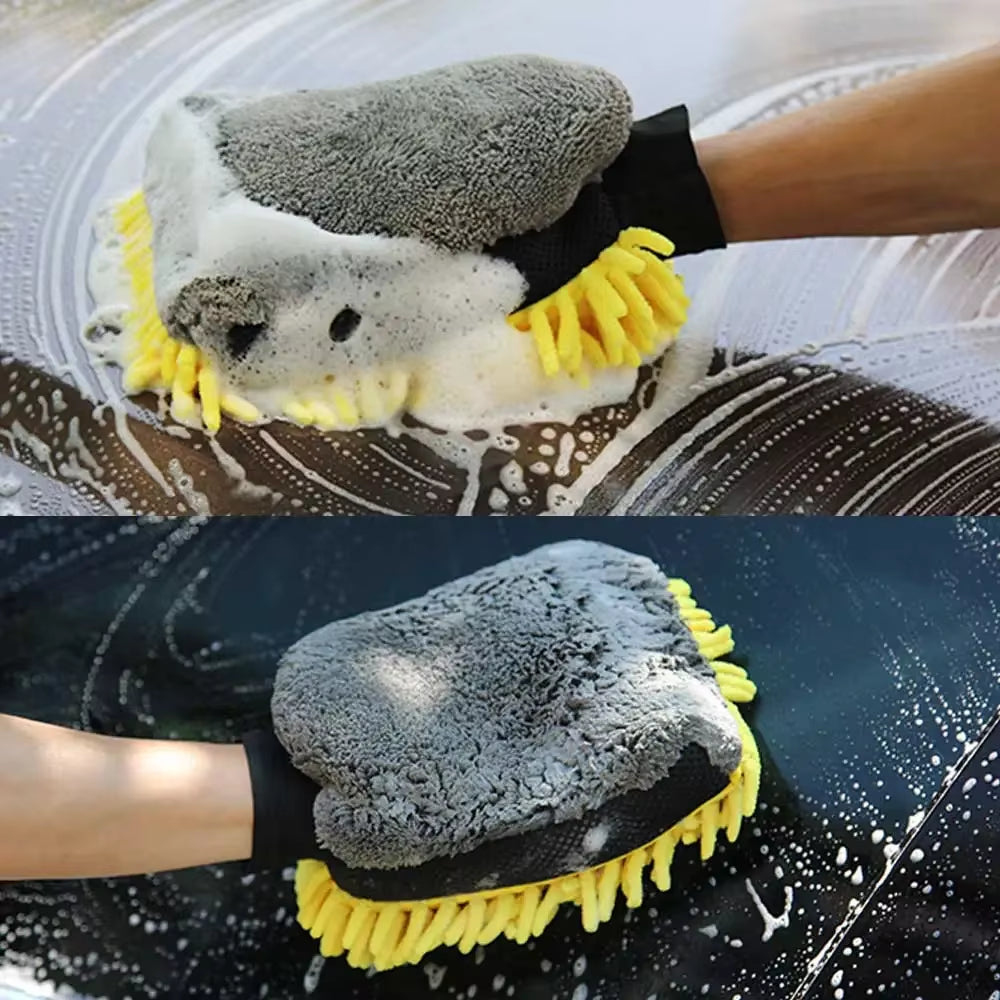 Car Wash Glove Coral Mitt Soft Anti-Scratch for Car Wash and Cleaning Multifunction Thick Cleaning Glove Car Wax Detailing Brush