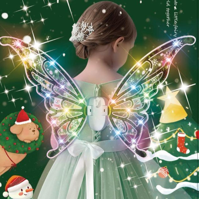 [4 Colors] Glowing Butterfly Wings Pretend Play Dress-Up and Roleplay Toys , Angel Wings for 3-8 Year Years Girls, Fun Play, Fancy Toy for Kids Halloween, Christmas Birthdays Gift