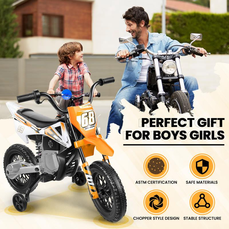 Hikole 12V Battery-Powered Ride-On Dirt Bike for Kids, Spring Shock Absorption Perfect Christmas Gift for Boys and Girls