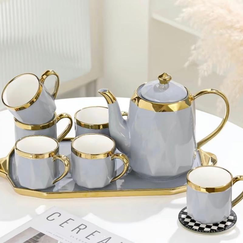 Luxury Beautiful Cup Set with Tray and Teapot