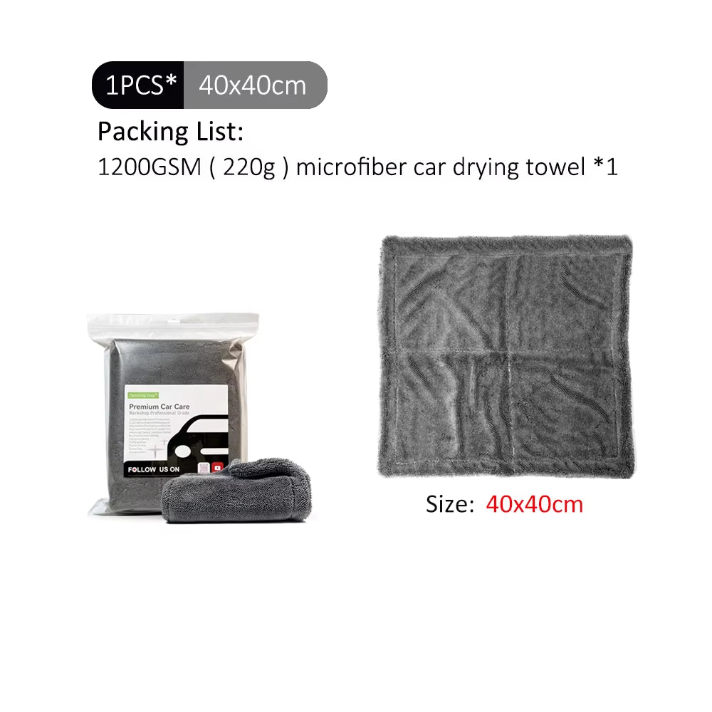 1200GSM Microfiber Twist Drying Towel Professional Super Soft Car Cleaning Drying Cloth Towels for Auto Detailing