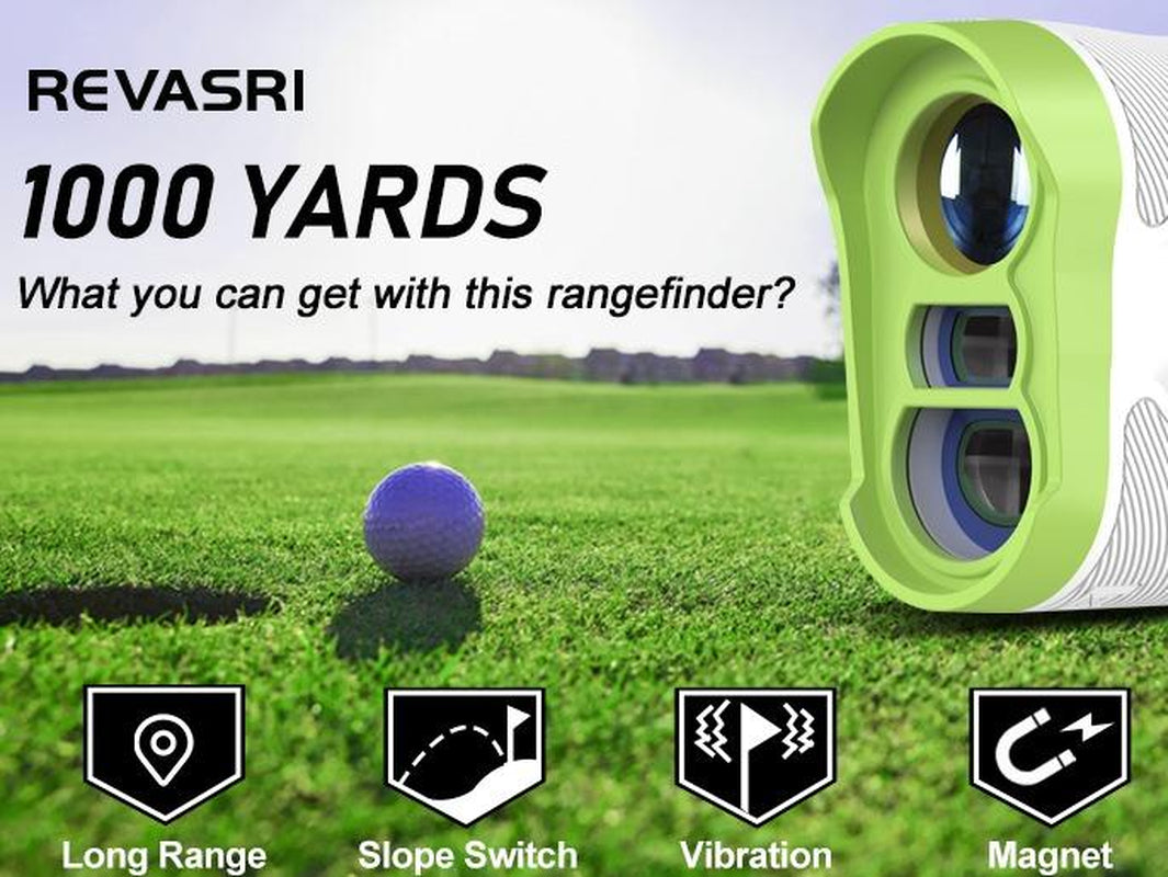 Golf Rangefinder with Magnet, Slope Switch for Tournament Legal, Flagpole Lock and Vibration, 1000 Yards Rechargeable Range Finder for Golfing