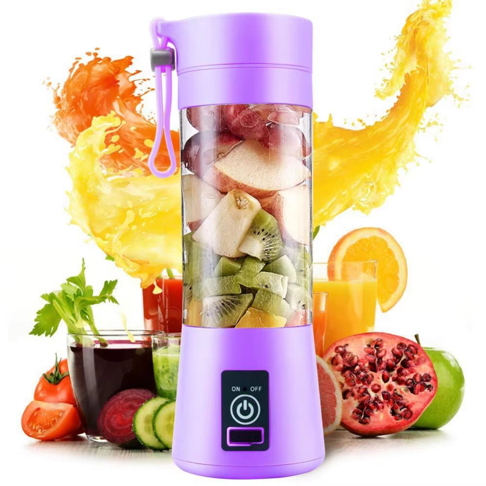 500Ml 4 Blades Mini Portable Electric Fruit Juicer USB Rechargeable Smoothie Maker Blender Machine Sports Bottle Juicing Cup