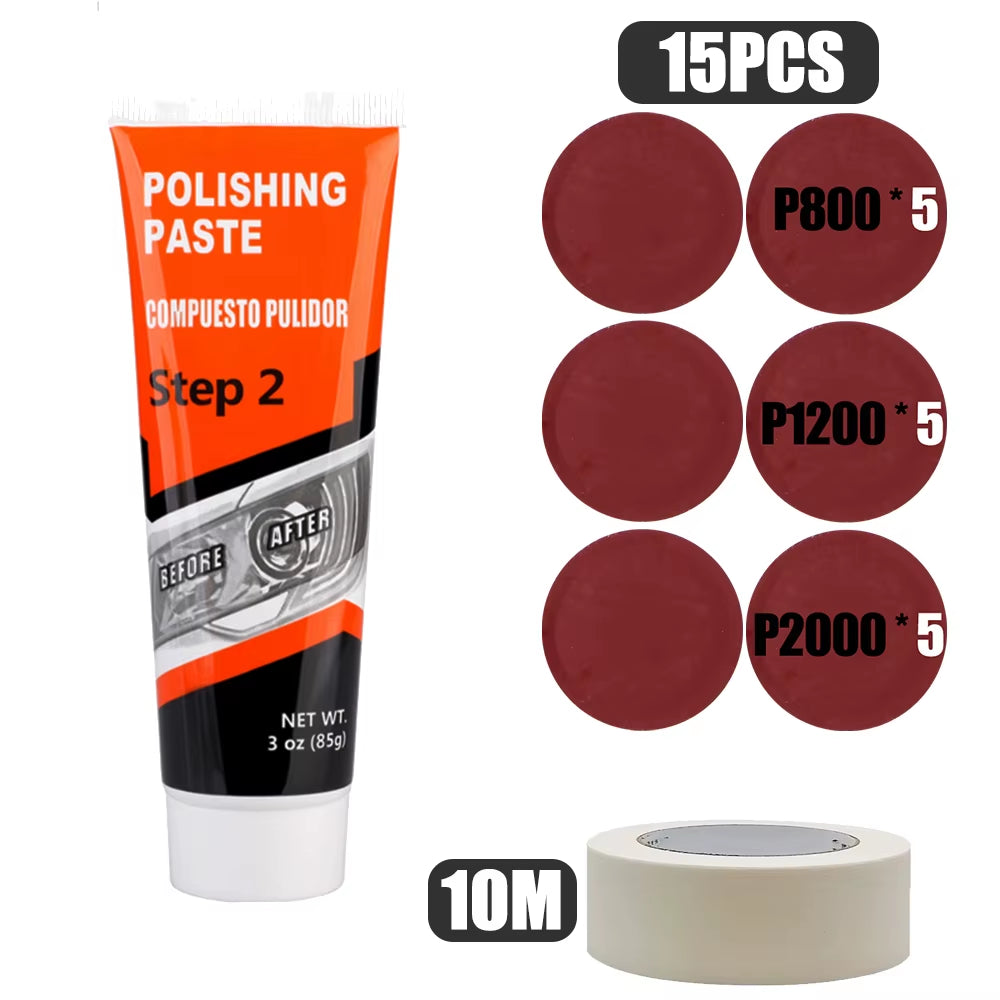 Car Headlight Restoration Polishing Kits Chemical Brightener Headlamp Repair Light Lens Polisher Cleaning Paste Refurbish Tool