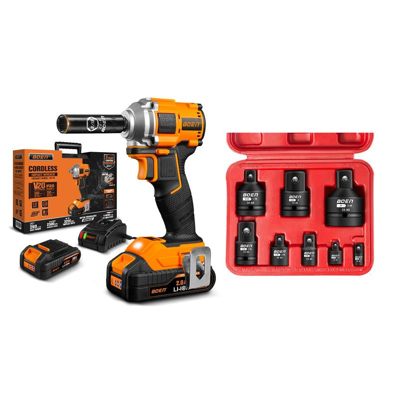 Boen Cordless Impact Wrench 1/2 Inch Brushless Electric, 260Ft-Lbs(350N.M), 2500RPM Torque Impact Gun, Includes 2.0Ah Battery, Charger, IW-79