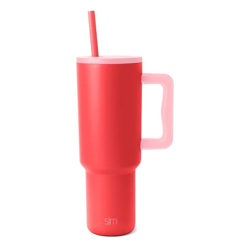 Simple Modern Trek Tumbler with Handle and Straw Lid - Vacuum Insulated Stainless Steel, Reusable, Cupholder Friendly